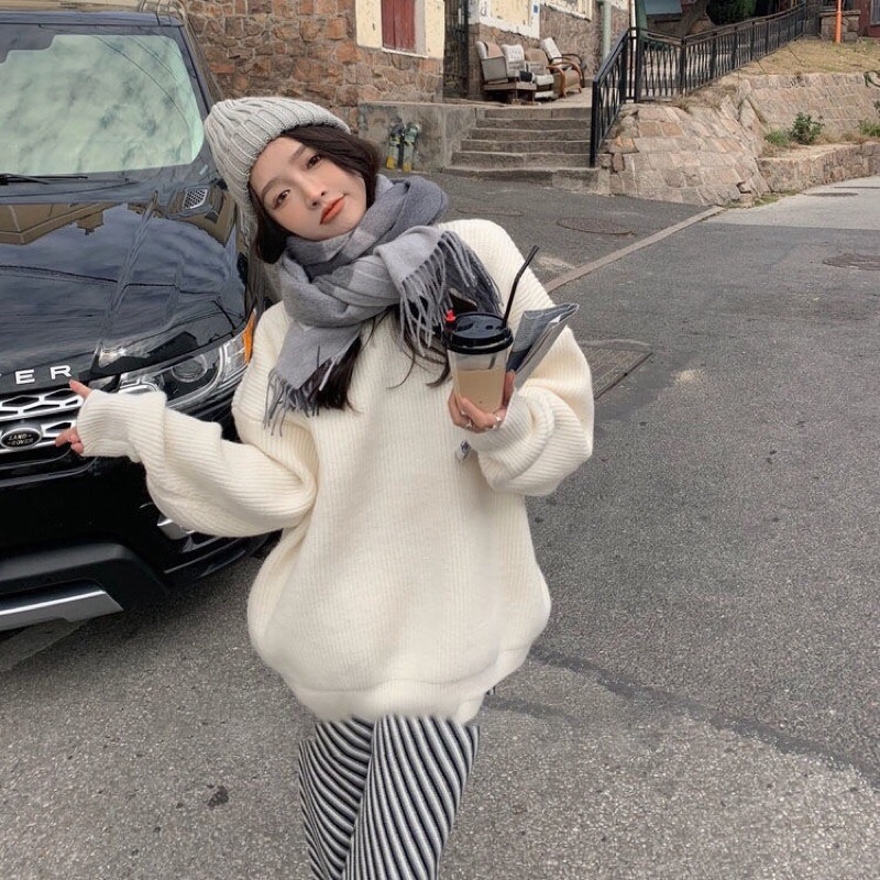 Áo len Hàn trắng cute!!!