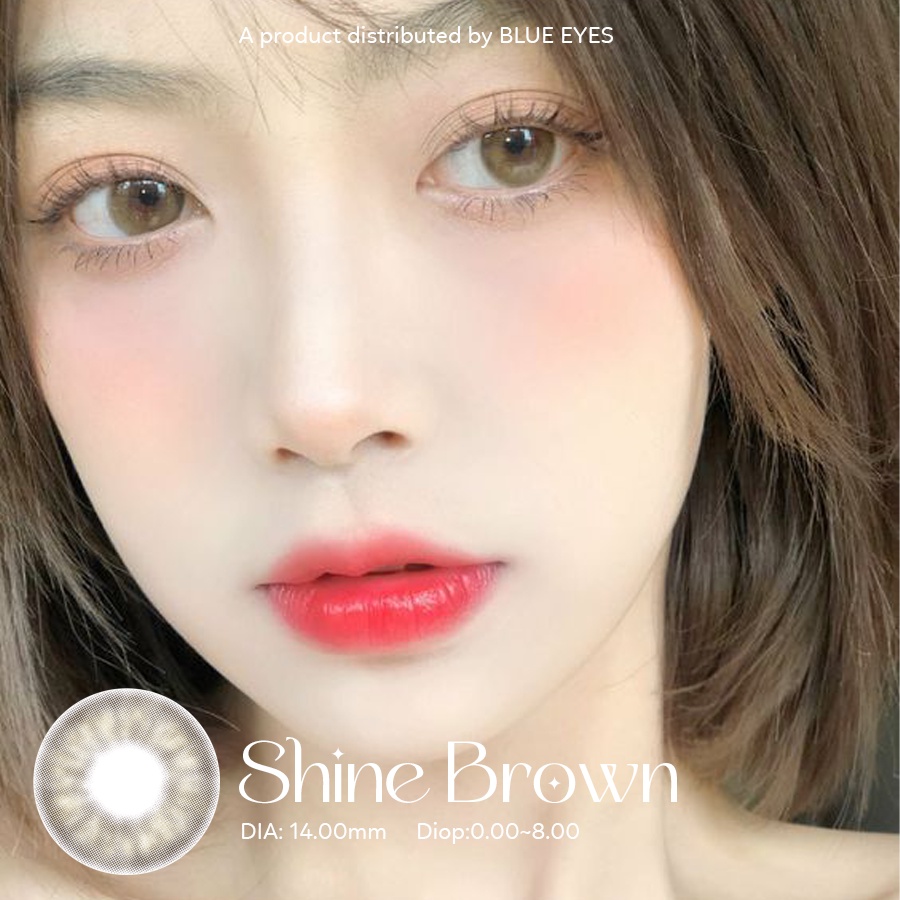 Lens Hàn Quốc Blue Eyes - SHINE BROWN - Lens thời trang hot màu nâu trà sữa - Kính áp tròng Made in Korea