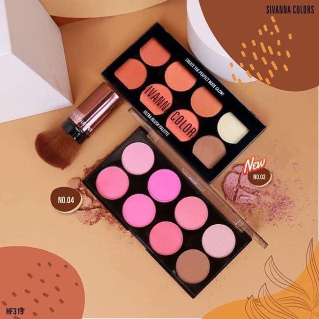 [Auth Thái] Phấn Má Hồng Tông Cam San Hô, Tạo Khối và Bắt Sáng Sivanna Ultra Brush Palette HF319 No.1