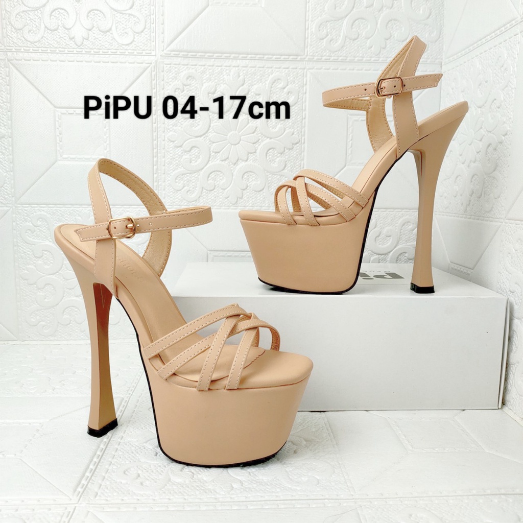 Giày cao gót đế đúp 17cm, sandal 4day thời trang,hoa hậu catwalk giày cưới,pipu 04-17cm p