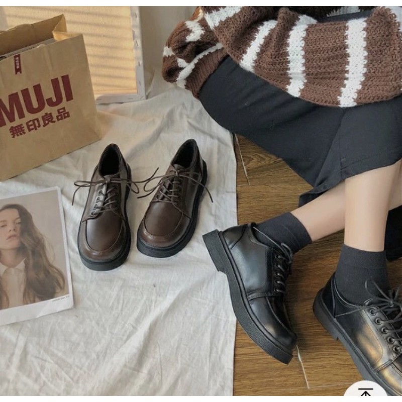 Giày oxford nữ buộc dây đế thấp kiểu Anh Eudora899 A1022