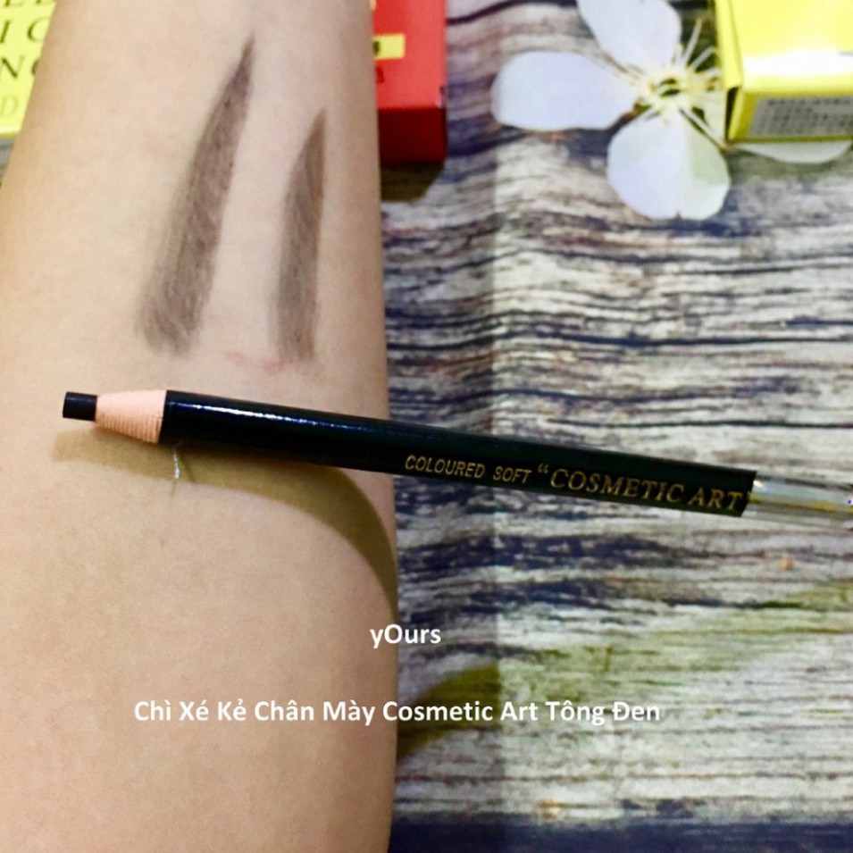 [1 Cây Đen] Chì Xé Kẻ Chân Mày Cosmetic Art Eyebrow Pencil Màu Đen 2 Tem 1818 No.1 - Chì Kẻ Mày Cosmetic Art Màu Đen H24