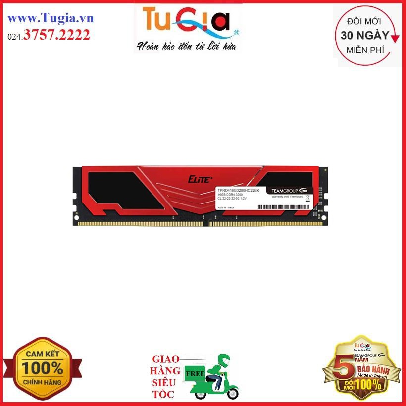 Ram TEAMGROUP Elite Plus 16Gb (1x16GB) DDR4 bus 3200Mhz (tản nhiệt nhôm) - Hàng chính hãng