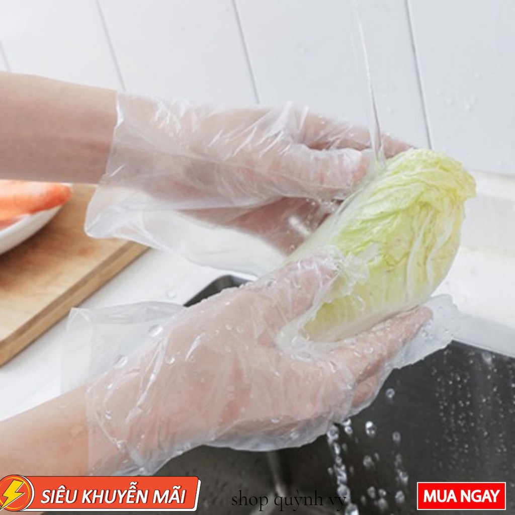 HỘP 200 CÁI GĂNG TAY NILONG DÙNG 1 LẦN CHẾ BIẾN THỰC PHẨM VỆ SINH NHÀ CỬA TỰ PHÂN HUỶ ĐƯỢC