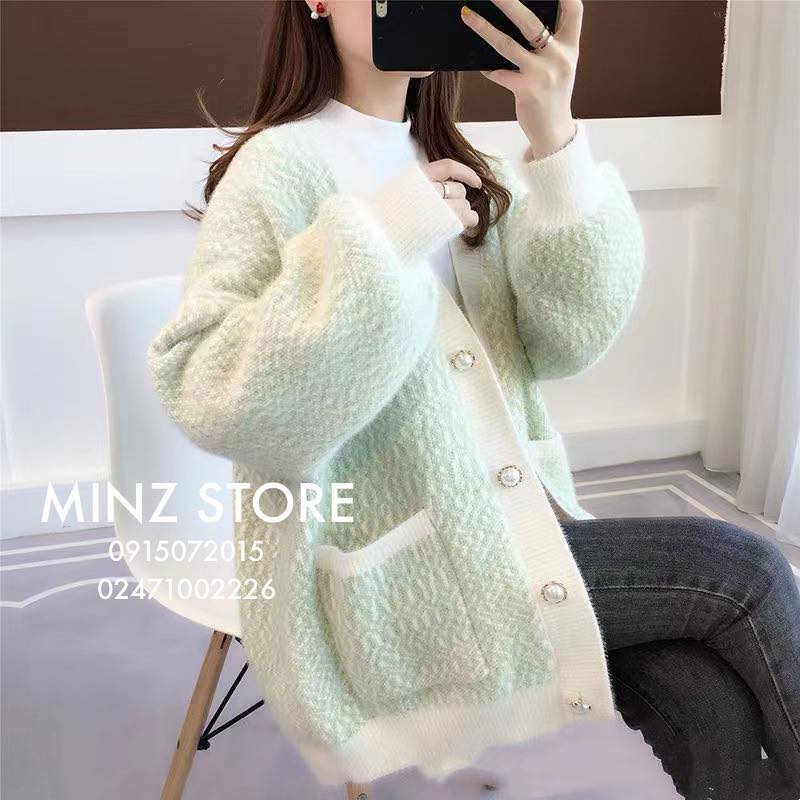 Cardigan cổ tim pha màu #6544 (4 màu)