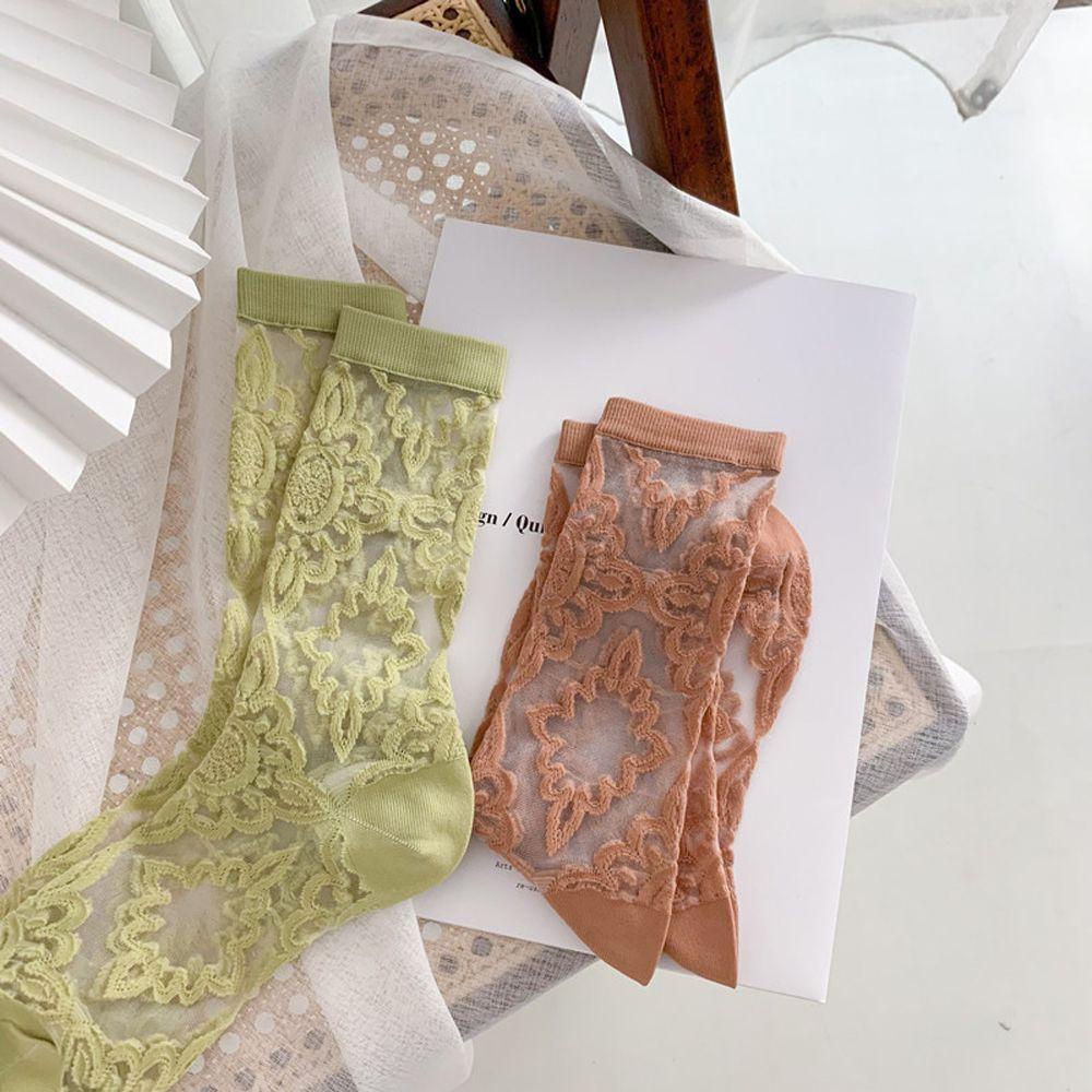 Vớ Mỏng Họa Tiết Hoa Cá Tính Phong Cách Hàn Quốc Mới