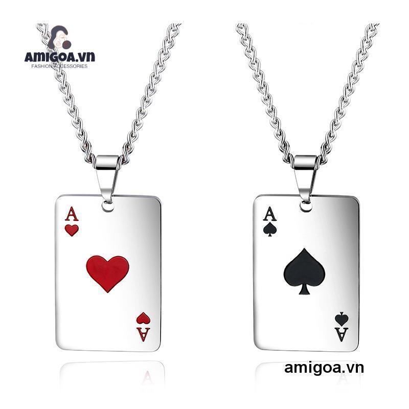 ✨✨Vòng cổ Thép Titan Mặt Hình Lá Bài Tây Thời Trang Âu Mỹ