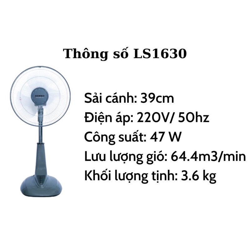 Quạt lửng, Quạt lỡ SENKO cao cấp L1638 | LS1630