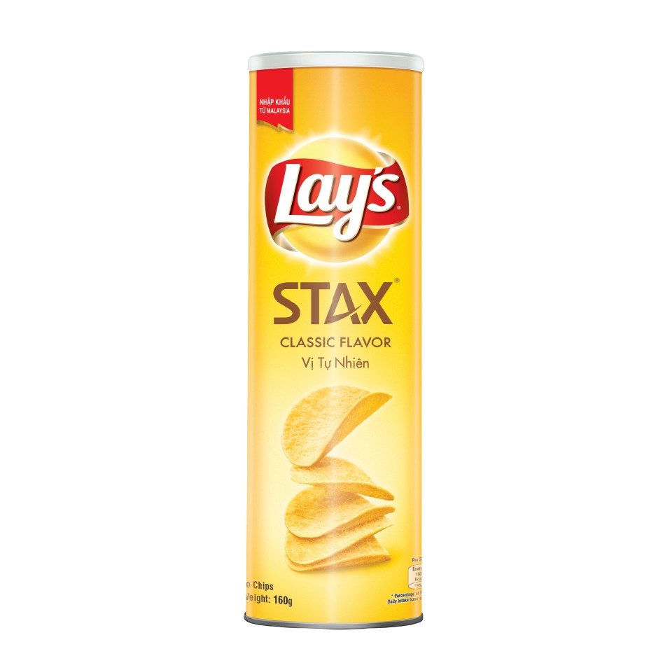 Combo 2 Bánh snack khoai tây miếng Lay's Stax hộp 160g Mix vị: Tự nhiên và Sườn nướng BBQ