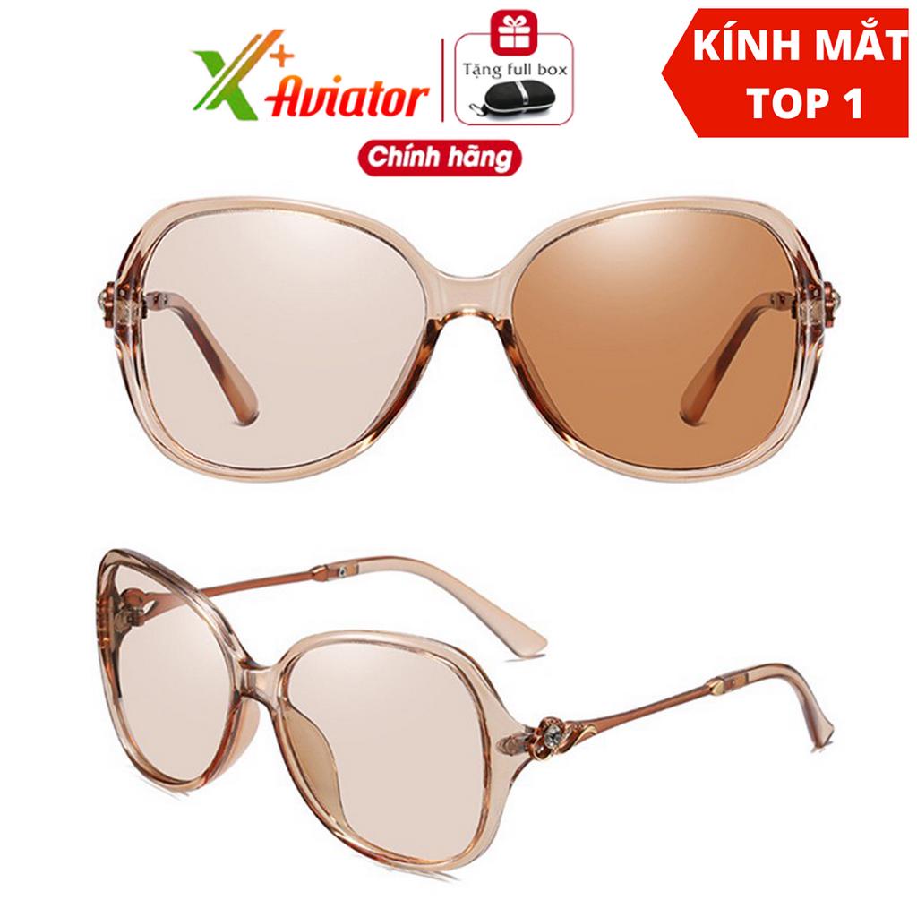 Kính mát nữ mắt kính đổi màu đi ngày và đêm Aviator Xplus mắt kính polorized phân cực siêu nhẹ chống tia UV chống chói
