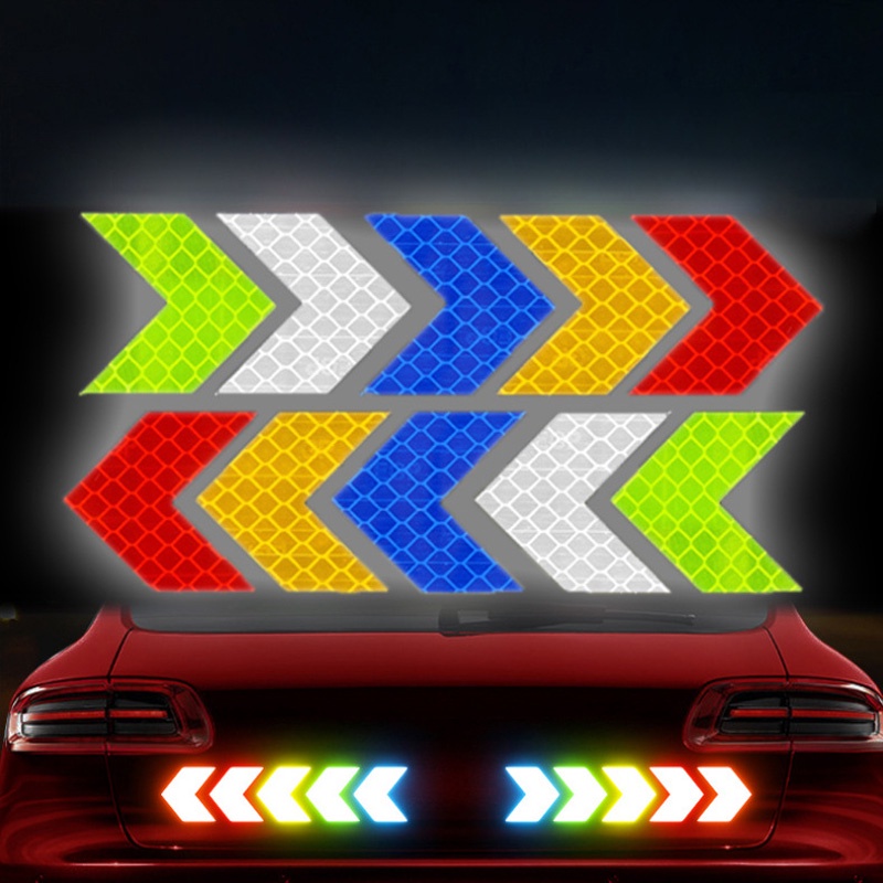 Bộ 10 Miếng Dán Phản Quang Hình Mũi Tên Trang Trí Cản Xe Hơi