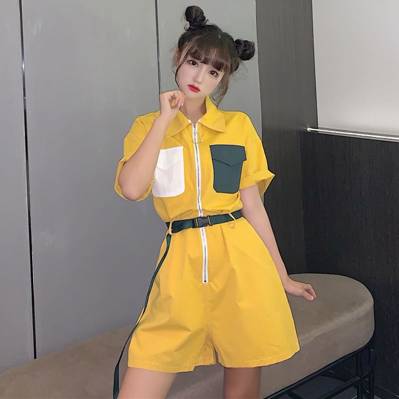 Bộ Áo Liền Quần Ống Rộng Lưng Cao Có Túi Màu Tương Phản Thời Trang Mùa Hè 2022 Phong Cách Mới Cho Nữ | BigBuy360 - bigbuy360.vn