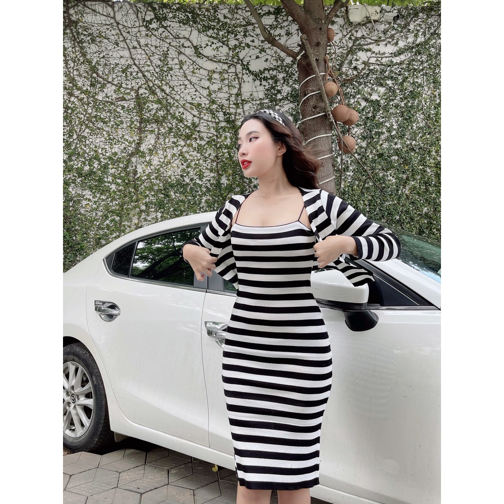 Set áo len + đầm body dây quyến rũ trẻ trung Set Marisol DS10 Cin house