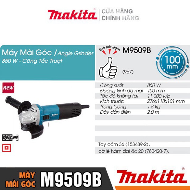 [Chính Hãng] Máy Mài Góc Makita M9509B (850W-100MM) - Công Tắc Trượt