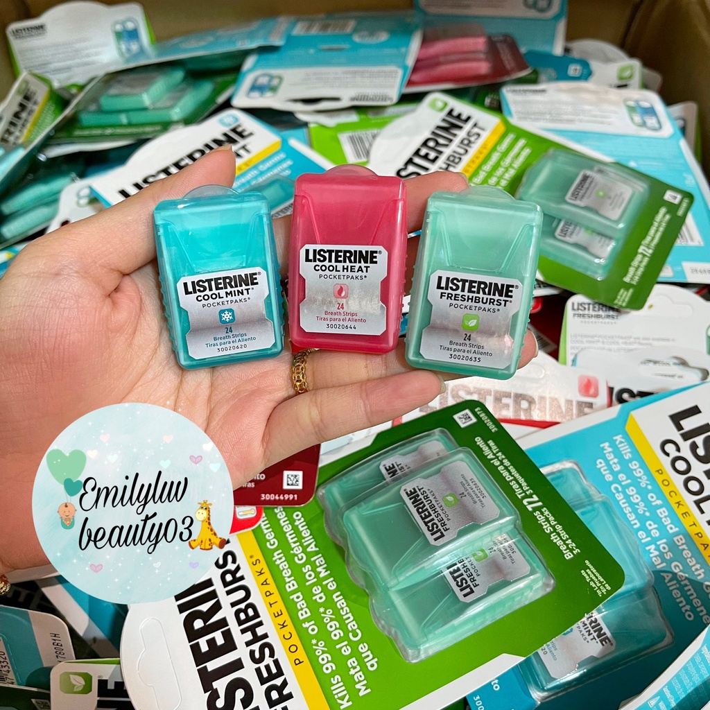 Miếng ngậm thơm miệng Listerine Pocketpaks đủ loại Mỹ