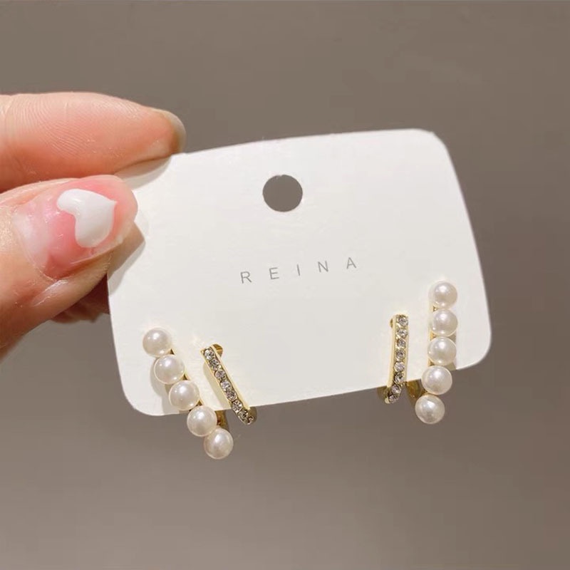 Khuyên Tai Hai Lớp Đính Ngọc Trai Và Đá Ngọc Trai Phong Cách Thời Trang Hàn Quốc 2022 Cho Nữ