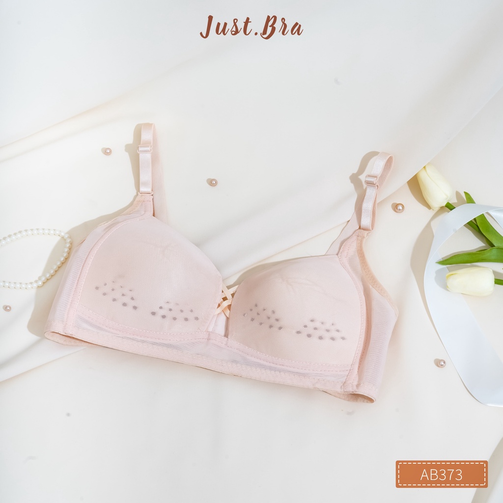 Áo ngực thông hơi Just Bra phủ lưới thoáng mát, mút mỏng form ôm gọn bầu ngực AB373