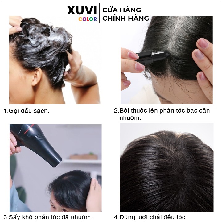 Son Nhuộm Phủ Che Tóc Bạc Thành Đen Tạm Thời BIOAQUA Đen l Nâu Đen Hair Stick Chính Hãng - XUVI SHOP