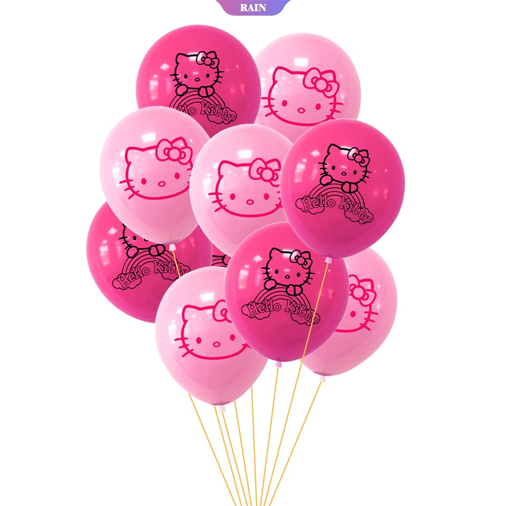 Bộ 10 Bong Bóng Latex 12 Inch In Hình Hello Kitty Màu Hồng/Đỏ Trang Trí Tiệc Sinh Nhật/Tiệc Tùng Cho Bé