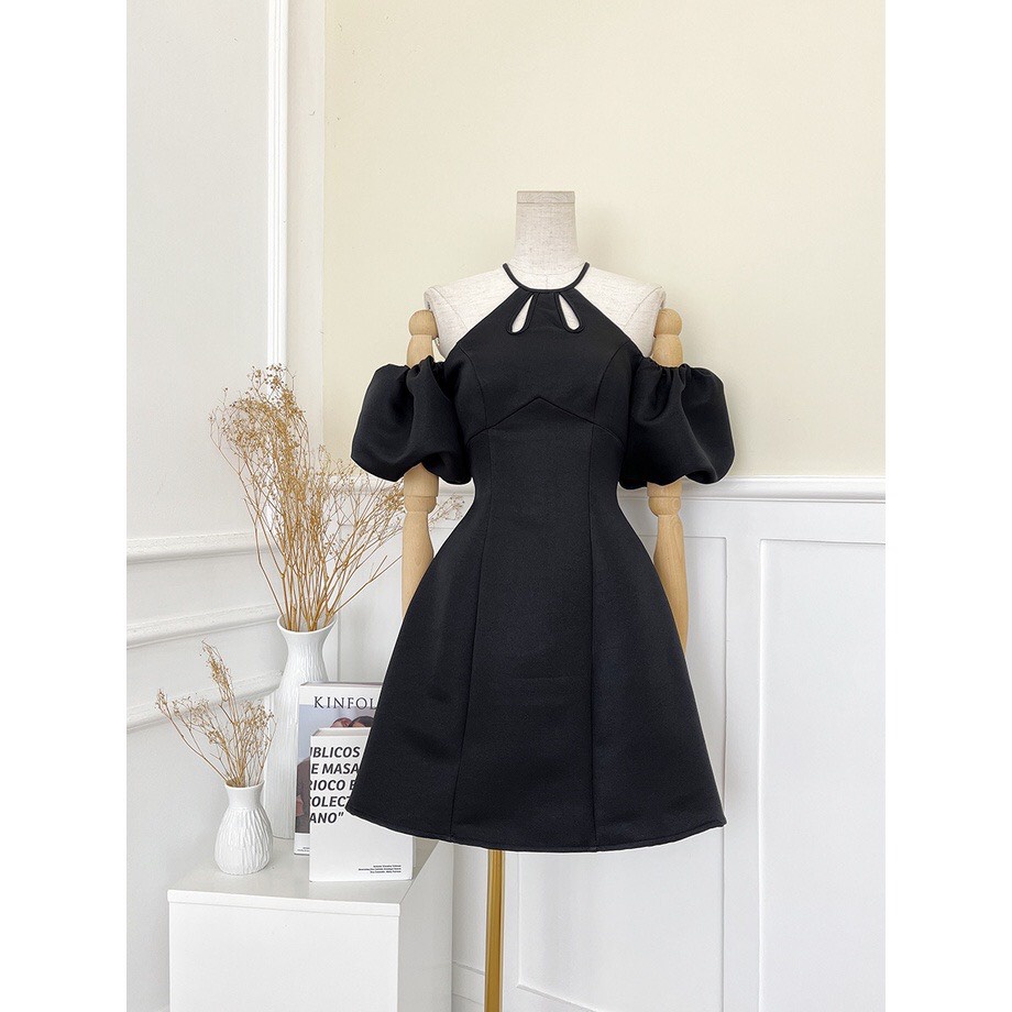 Đầm cổ yếm trễ vai thiết kế 3 màu tôn dáng  N1022