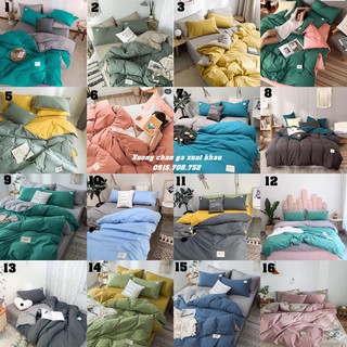 35 Set vỏ chăn ga gối cotton tici cao cấp phối màu (Chat chọn màu)