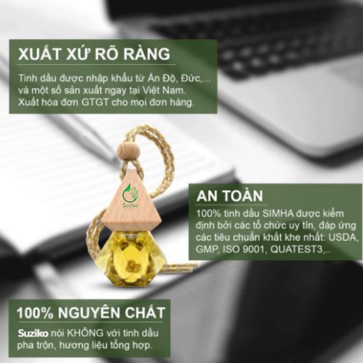 Tinh dầu treo xe SUZIKO hương sả chanh đuổi muỗi tốt cho răng miệng loại 7ml