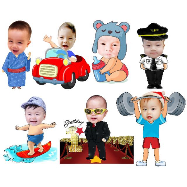 Hình chibi sinh nhật cao 30 x 21 cm, thiết kế hình Chibi cho bé trang trí tiệc sinh nhật theo yêu cầu - chibi sinh nhật