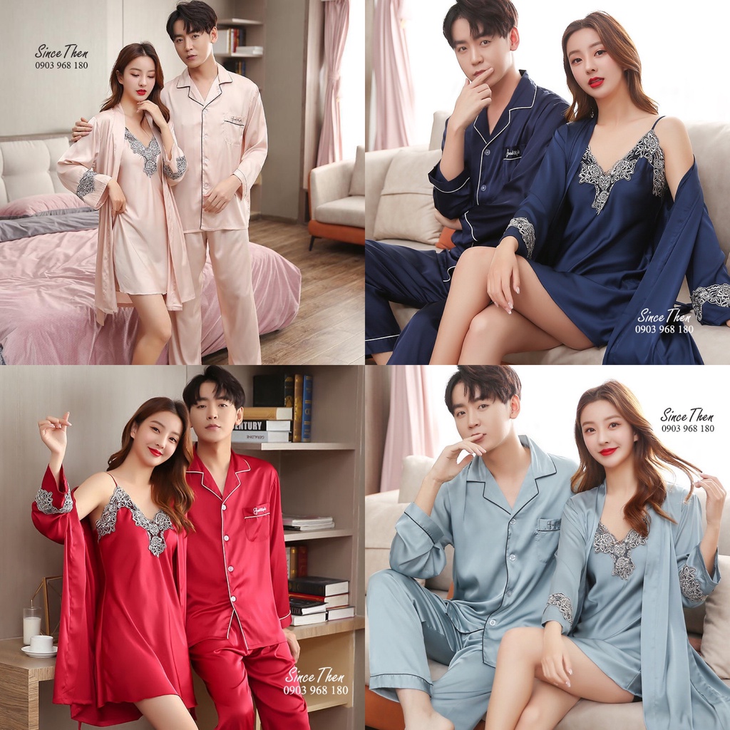 Đồ ngủ đôi nam nữ áo choàng sexy, pyjama đôi làm quà cưới đẹp - Since Then