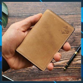 [Da thật] Ví Minimalism da bò thật - Nâu nhạt VD110