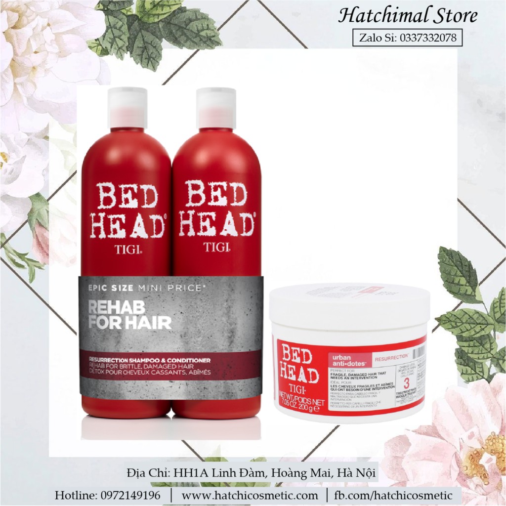 [RẺ VÔ ĐỊCH]COMBO DẦU GỘI XẢ TIGI + HẤP TIGI ĐỎ SIÊU PHỤC HỒI