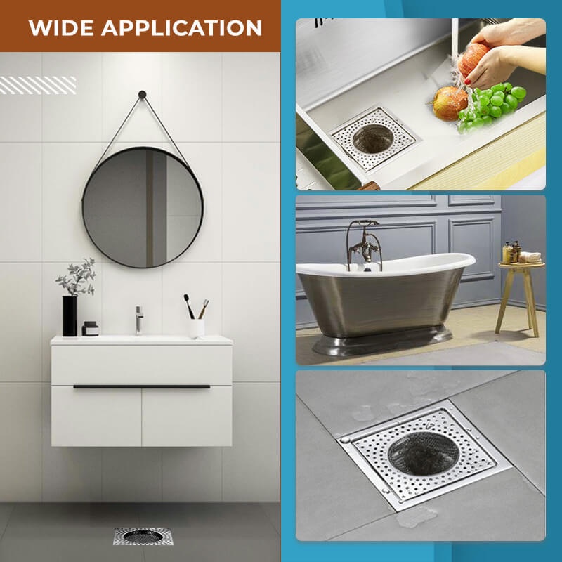 Lưới Lọc Cống Thoát Nước Bằng Thép Không Gỉ Hình Vuông 8CM Chống Tắc Nghẽn Cho Nhà Bếp Nhà Tắm