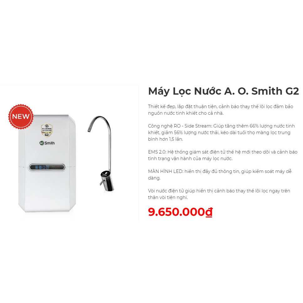 Máy lọc nước AOSmith G2