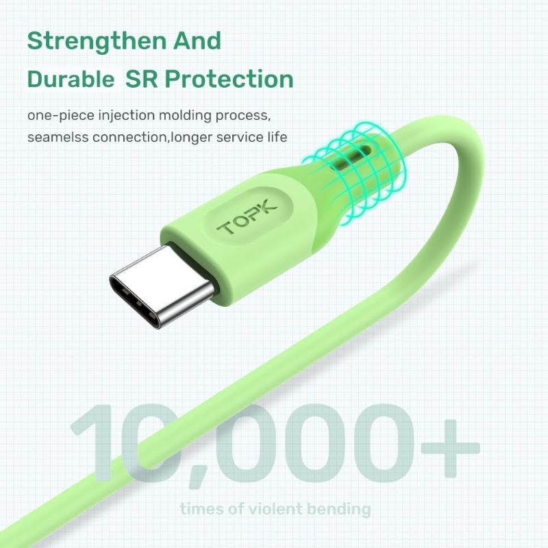 Cáp Sạc Usb type-C Topk Làm Bằng Tpe Silicone Mềm cho Samsung , Huawei , Oppo , Sony , HTC