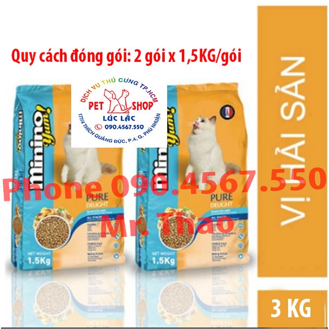 Mua 11 TẶNG 1 [3KG] Thức ăn cho mèo Minino Yum - Thức ăn cho Mèo vị Hải Sản
