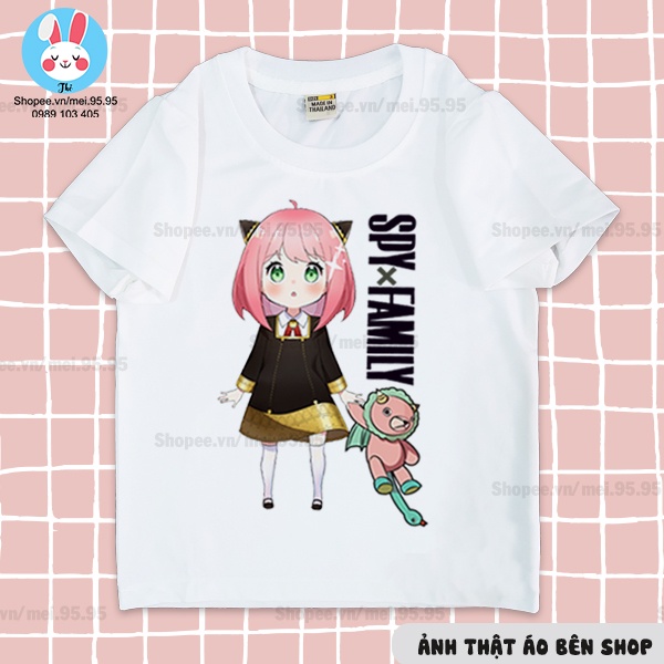 Áo thun in hình anya spy family,áo anya màu trắng siêu cute hình nét