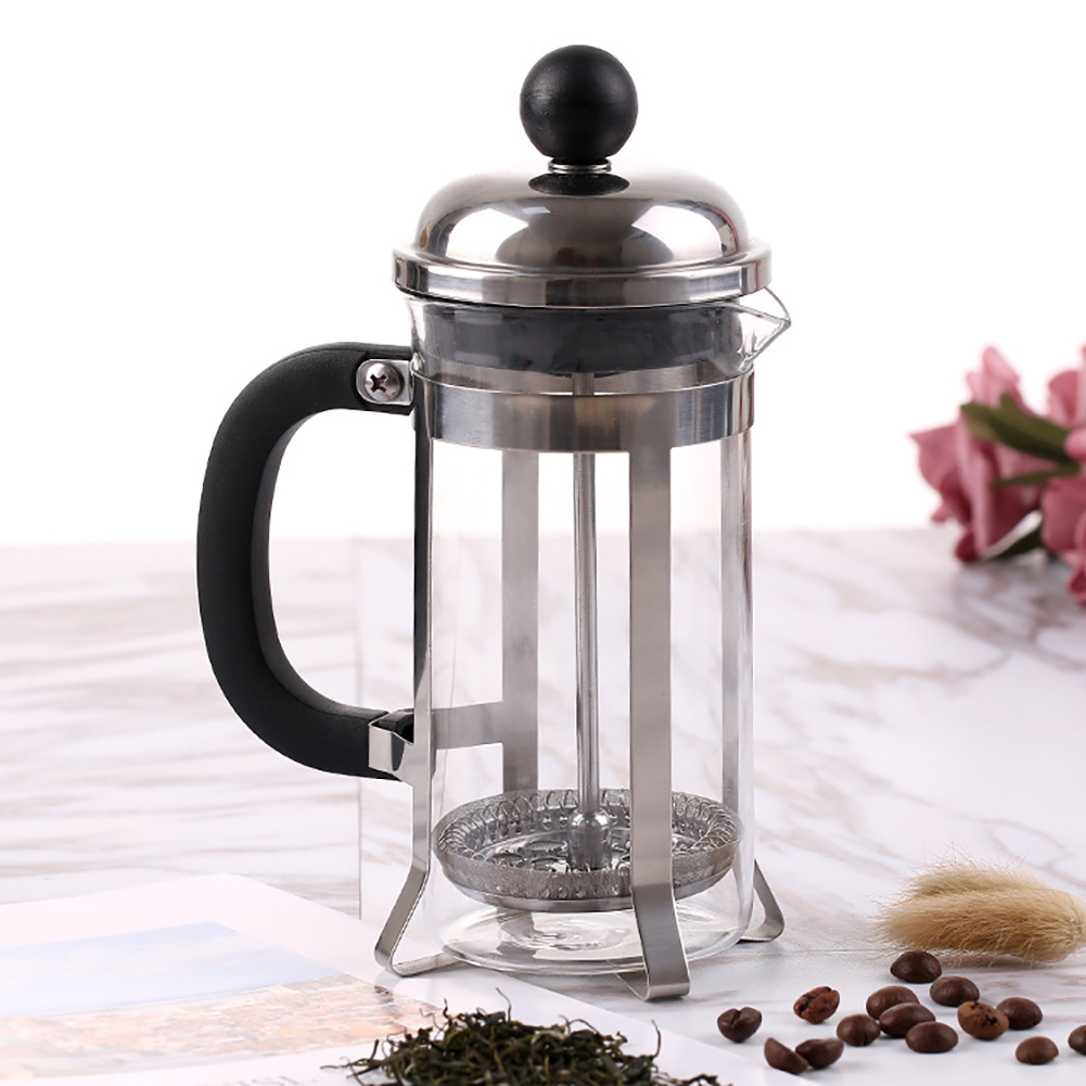 yafeixM 350ml Household Stainless Steel Glass French Press Coffee Maker Filter Teaware