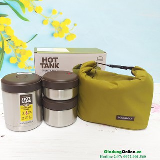 Bộ 3 Hộp Cơm Lock&Lock Mushroom Hot Tank Lunch Box - LHC8025SLV tuyệt đẹp