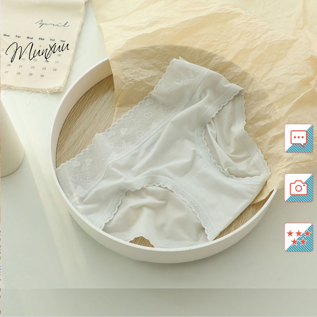 Quần lót nữ đúc su thun lạnh cao cấp phối viền ren hoa gấm - MUNXUU QC10