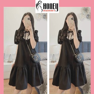 Đầm Bầu Váy Bầu Cổ Bèo Thắt Nơ Dáng Suông Đuôi Cá Ngắn Tay Mùa Hè Công Sở Đi Chơi HD2631 Honey Mommy
