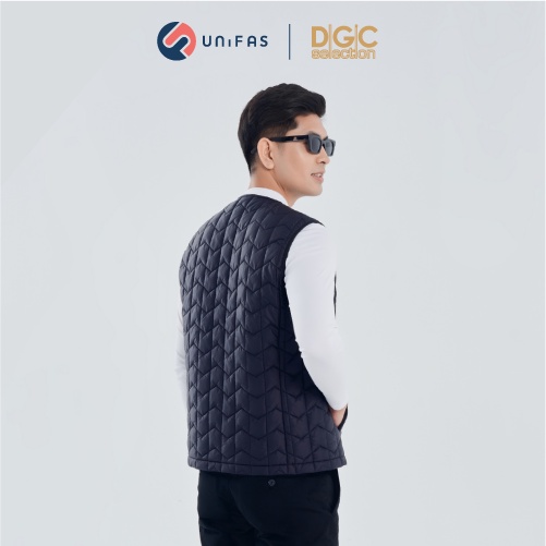 Áo phao gile nam cao cấp siêu nhẹ cổ chéo chần bông máy lập trình DGCs - WAJKBA09M