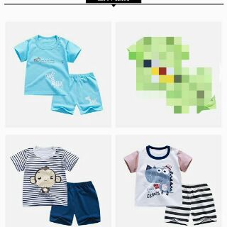 Set 2 bộ cotton mặc hè cho bé
