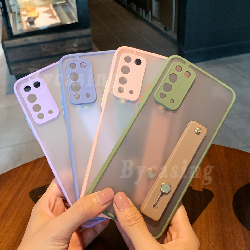 Wrist Band Matte Casing Redmi Note 10 (4G) Pro 9S 9 Pro Note 8 Pro Note 10 Lite 9C 9A Xiaomi Poco X3 NFC Translucent Macaron Color Silicone Case With Holder IYA