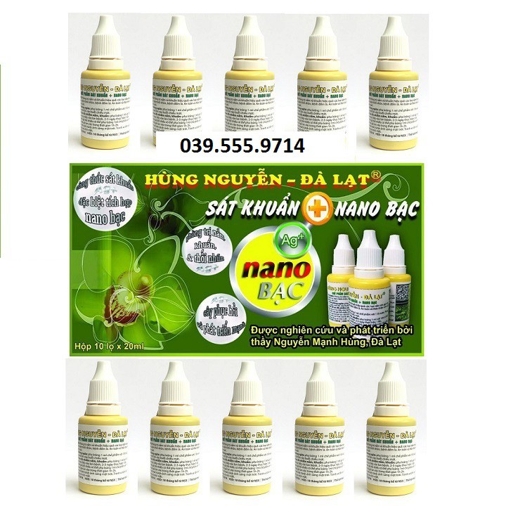 Chế phẩm Hùng Nguyễn nano bạc Hùng Nguyễn lọ 20ml - phòng trị nấm khuẩn