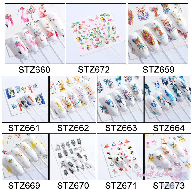 Set 3 tấm ticker dán trang trí móng tay