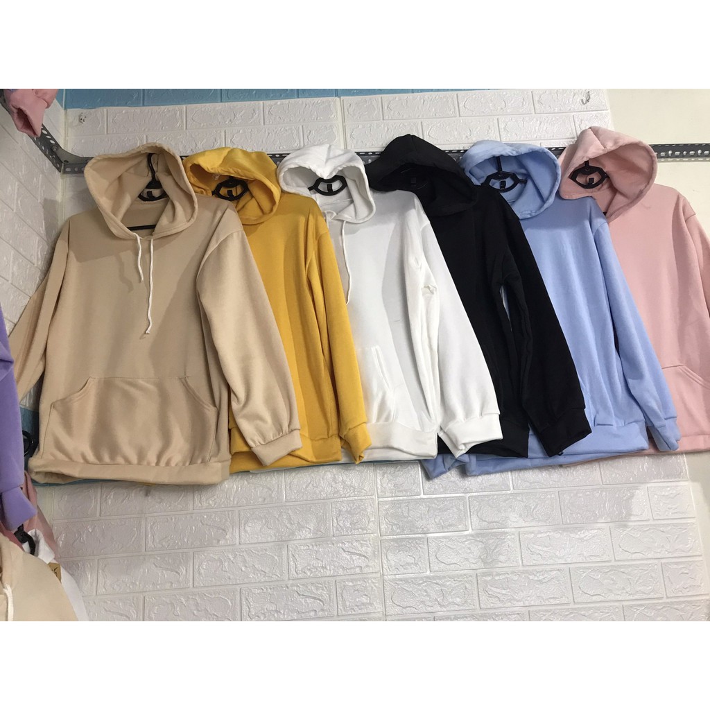 Áo Hoodie Basic Trơn 6 Màu Unisex