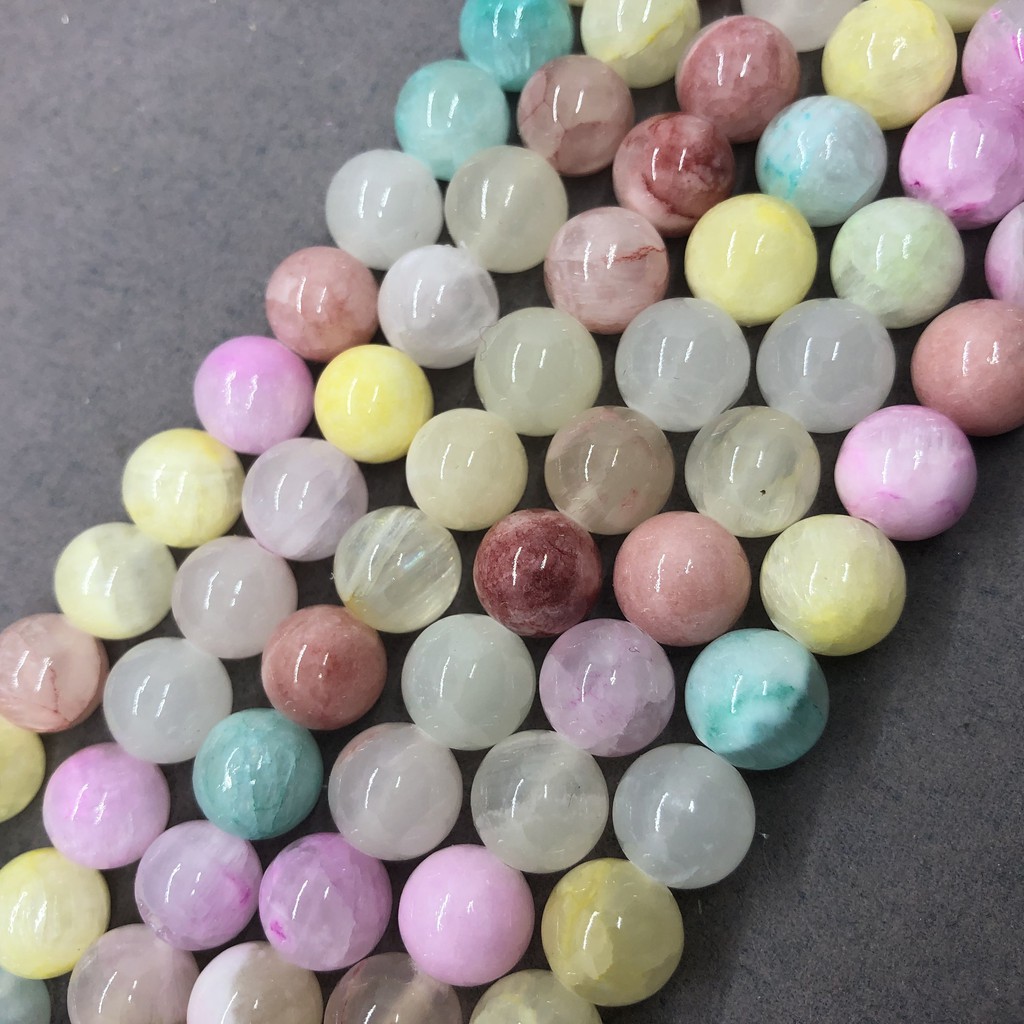 Đá chrysoprase tròn nhiều màu sắc kích thước 4-12mm dành cho làm trang sức thủ công