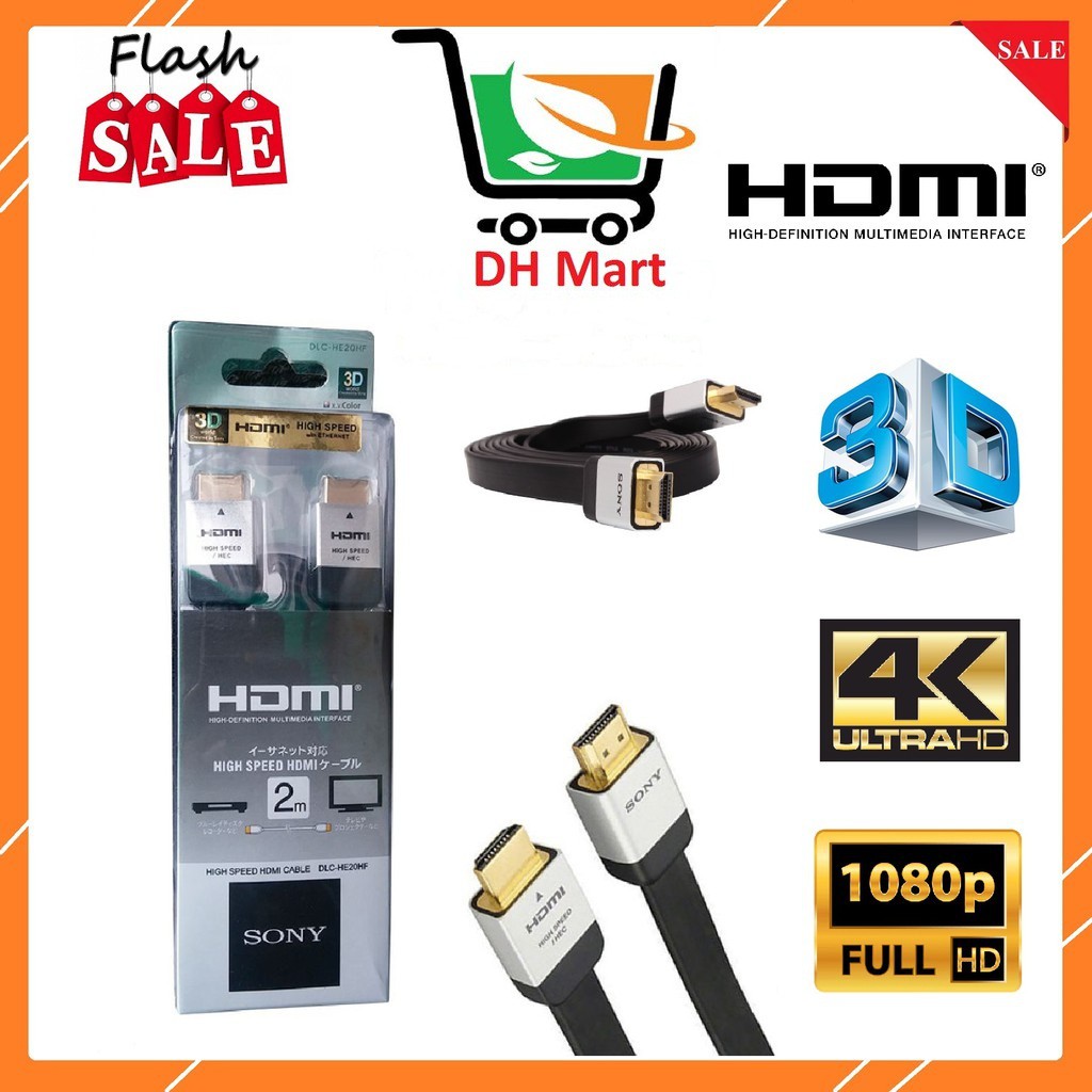 Dây Cáp HDMI SONY 2M chất lượng 4K (đầu mạ vàng cao cấp) Chống nhiễu sóng