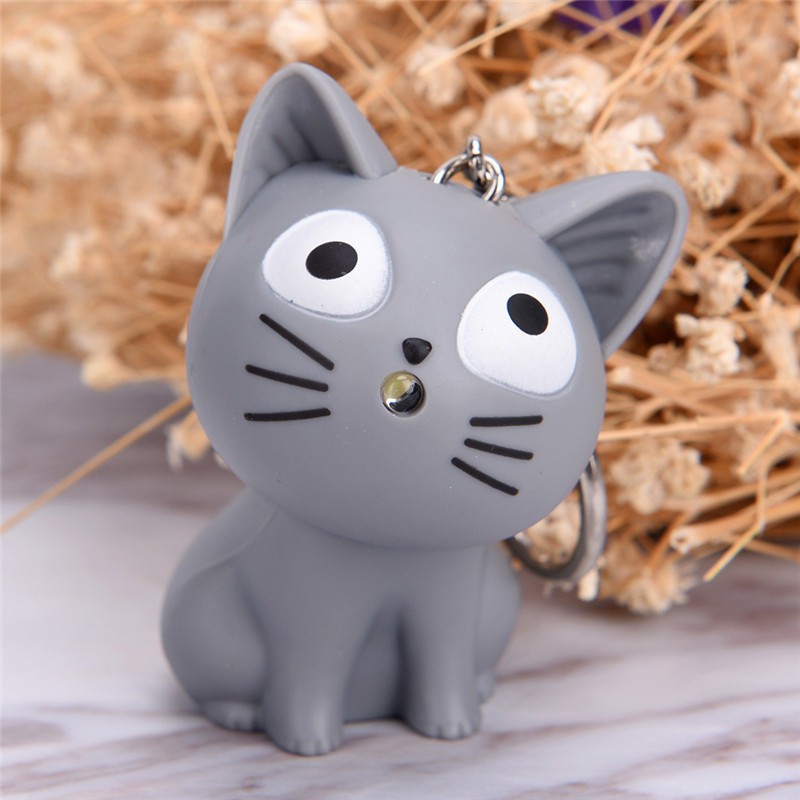 Móc Khóa Đèn Led Hình Mèo Có Đèn Led Phát Sáng,có âm thanh-Móc khóa hình mèo phát ra âm thanh và ánh sáng