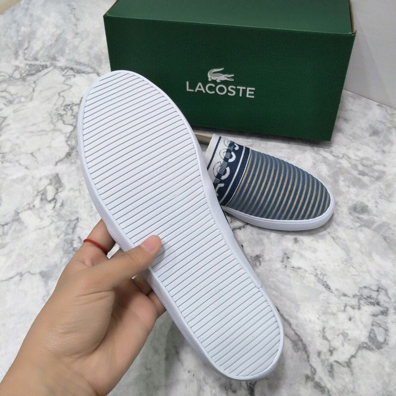 Giày lười Lacoste nam kẻ sọc phối màu siêu xinh thời trang cao cấp mẫu mới năm nay