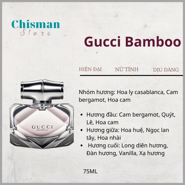 Nước Hoa Nữ Bamboo EDP 100ml- Mùi hương quyến rũ sang trọng, lưu hương lâu- Chisman